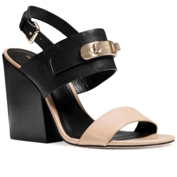 Coach Shoes - Coach Black and Brown Dennis Turnlock Open Toe Slingback Women's Sandals